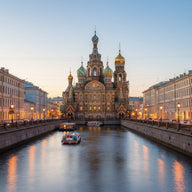 Saint Petersburg Wall Art canvas print, the colorful onion domes of the Church of the Savior on Spilled Blood above a canal