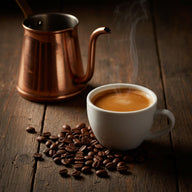 Coffee Wall Decor Wall Art canvas print, a warm coffee still life, an espresso cup with fresh crema