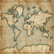 World Map Wall Art canvas print, an antique world map engraving, all continents