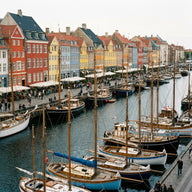 Copenhagen Wall Art canvas print, the brightly colored gabled houses and wooden masts along the Nyhavn canal in soft