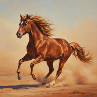 Horse Wall Art canvas print, a horse at full gallop, mane and tail streaming