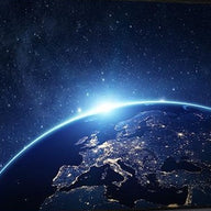 Earth from Space canvas wall art, the artwork itself, city lights across Europe at night