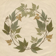 Botanical Wall Art canvas print, pressed leaves and stems arranged with scientific care on soft parchment