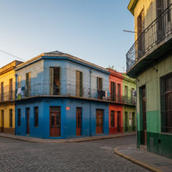 Buenos Aires Wall Art canvas print, the brightly painted corrugated facades and balconies of the Caminito street in warm