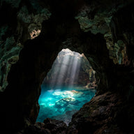 Cave Wall Art canvas print, a fine art photograph looking out from inside a great cavern