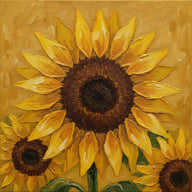 Sunflower Wall Decor Wall Art canvas print, sunflowers, huge golden petal crowns around dark seeded centers