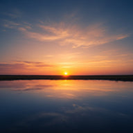 Sunrise Wall Art canvas print, sunrise over a still landscape, the sun just clearing a low horizon