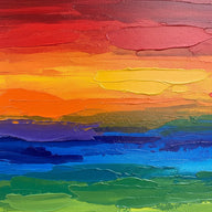 Rainbow Wall Art canvas print, an abstract painted canvas surface in a clean spectrum of pigment bands in true rainbow order
