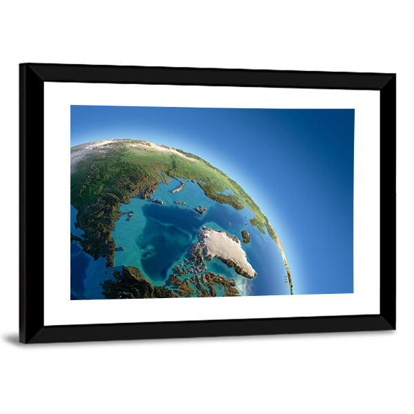 Orbital View of Earth Over Greenland Canvas Wall Art