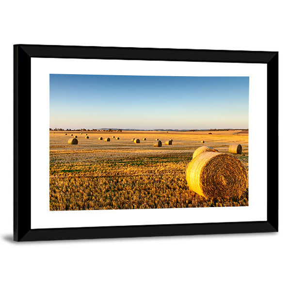 Hay Bales at Golden Hour Canvas Wall Art