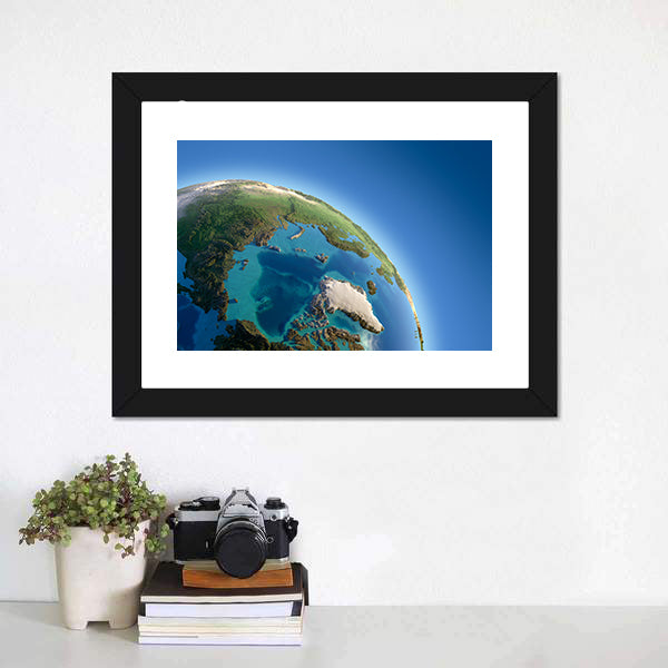 Orbital View of Earth Over Greenland Canvas Wall Art