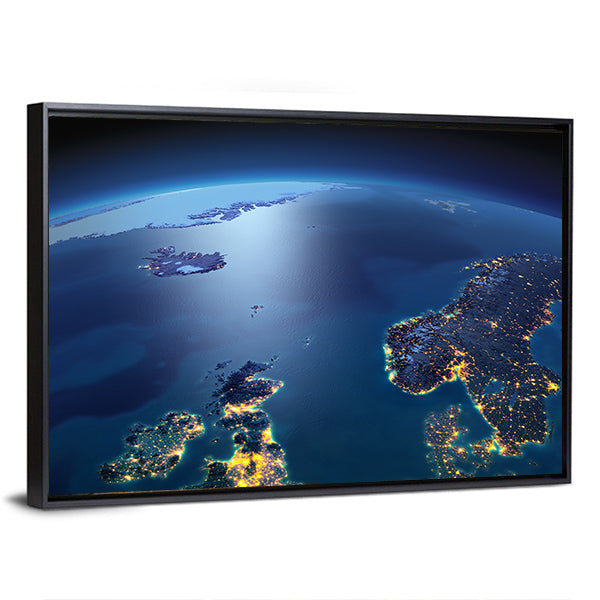 Earth at Night from Space Canvas Wall Art