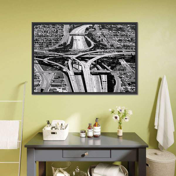 Highway Crossing at Los Angeles Airport Canvas Wall Art