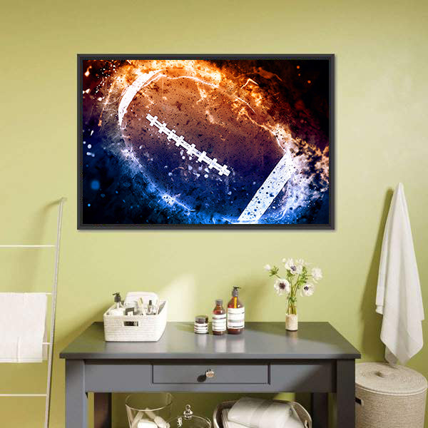 American Football Fire and Ice Close-up Canvas Wall Art