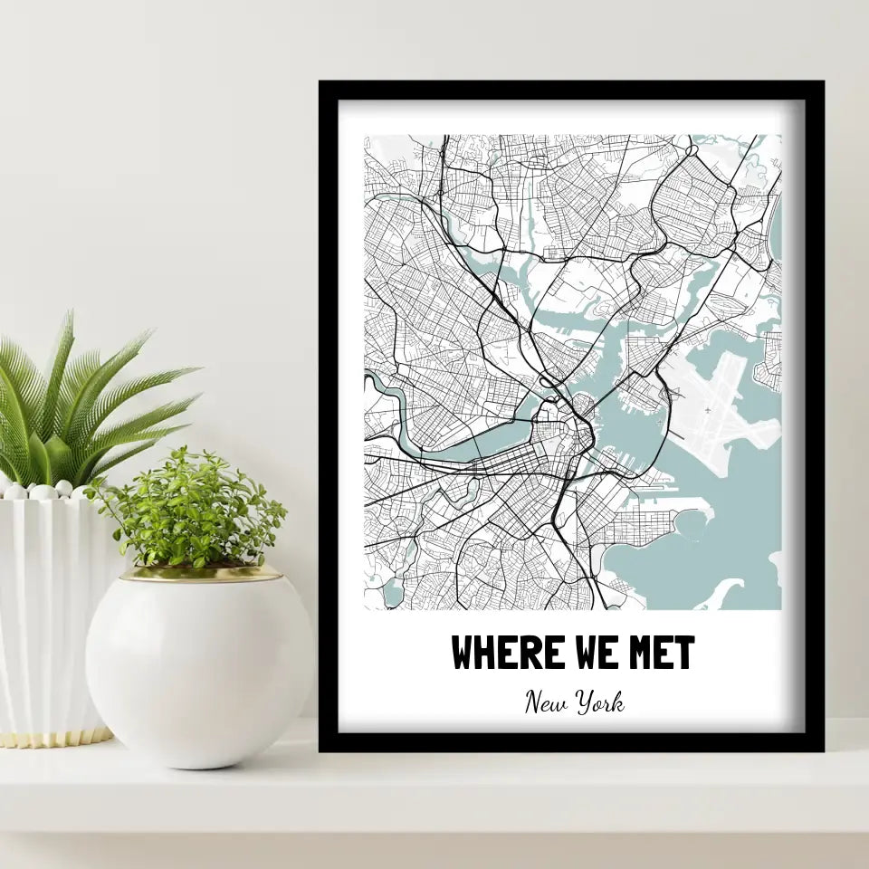 Where We Met Map Canvas Wall Art