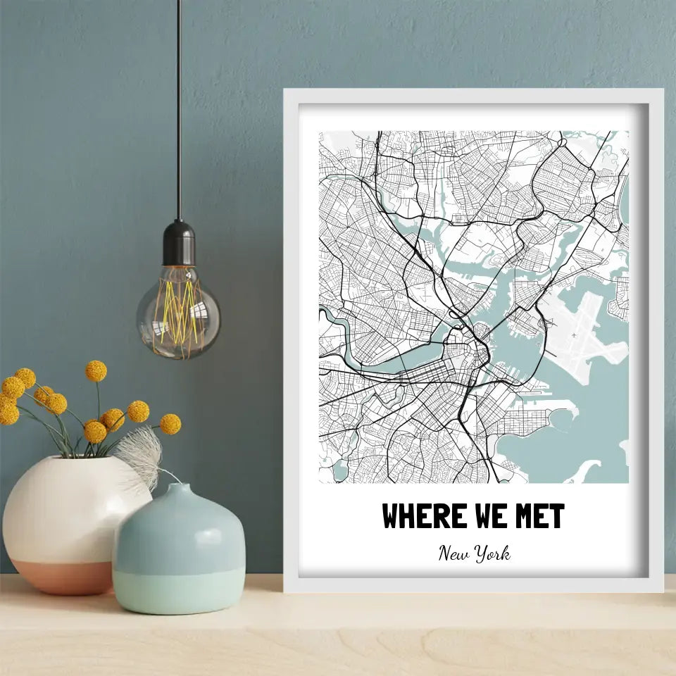 Where We Met Map Canvas Wall Art