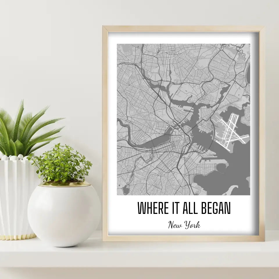 Where It All Began Map Canvas Wall Art