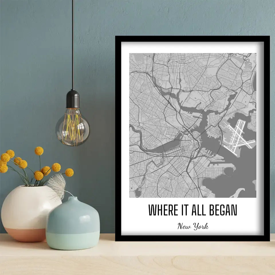 Where It All Began Map Canvas Wall Art