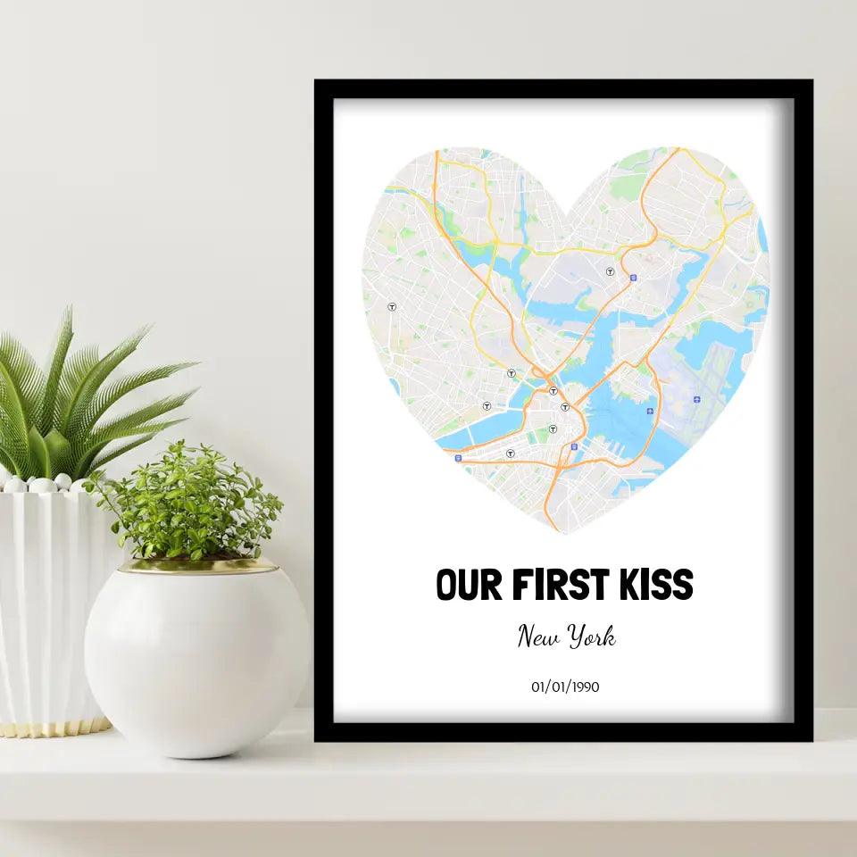 Heart-shaped Nyc Map Canvas Wall Art
