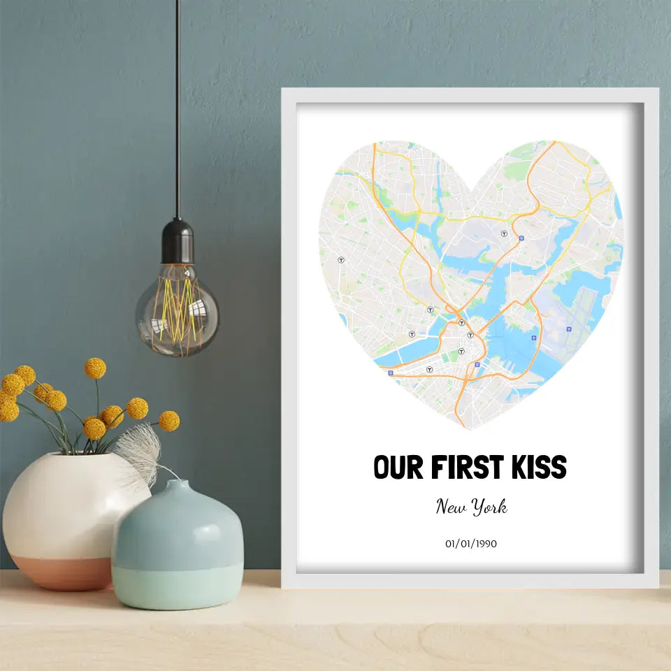 Heart-shaped Nyc Map Canvas Wall Art