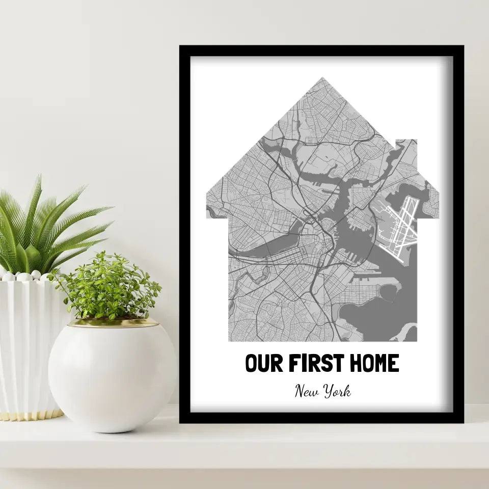 Our First Home Map Canvas Wall Art