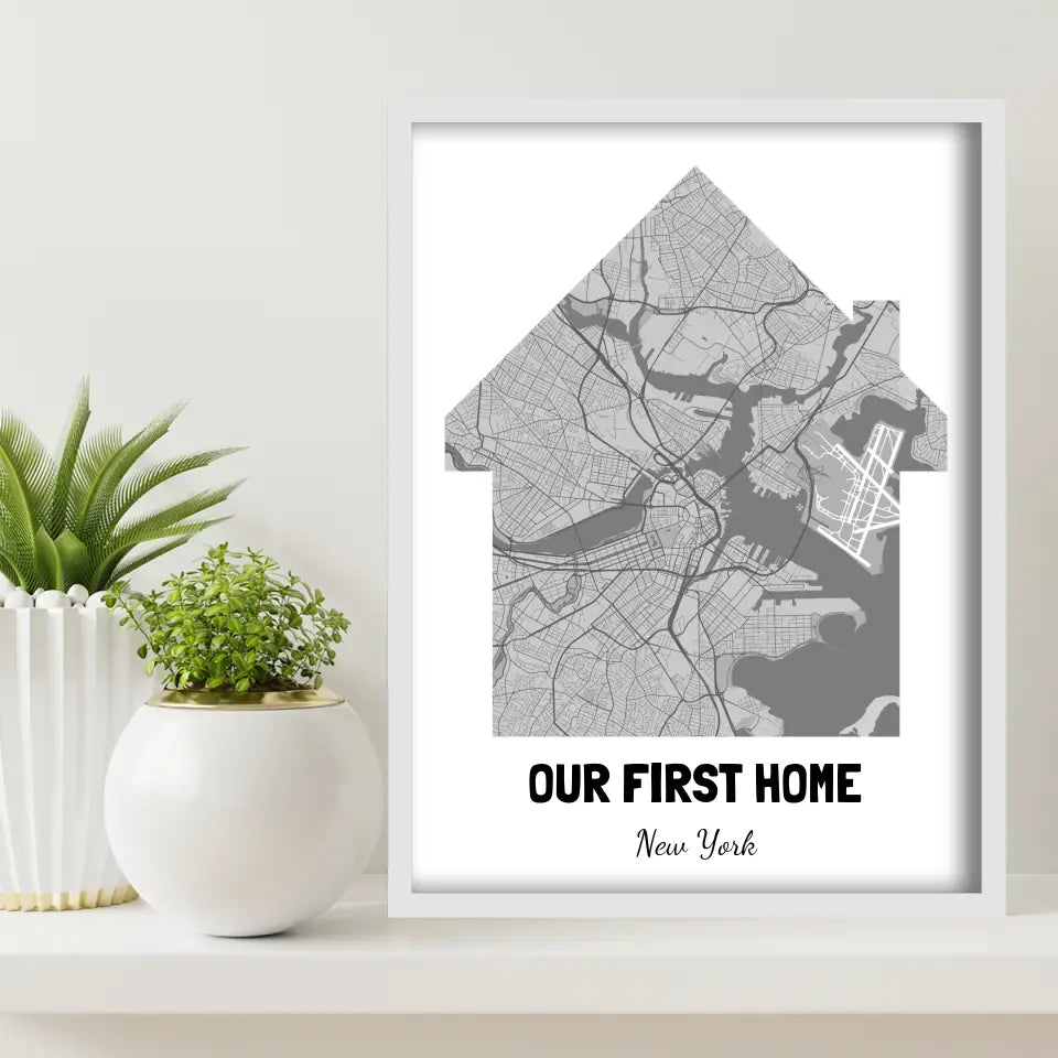 Our First Home Map Canvas Wall Art