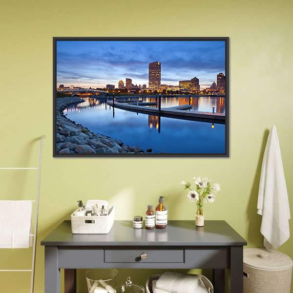 Milwaukee Skyline at Blue Hour Canvas Wall Art