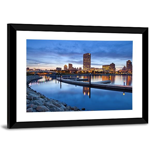 Milwaukee Skyline at Blue Hour Canvas Wall Art