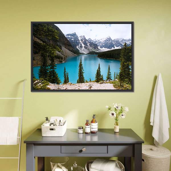 Moraine Lake Turquoise Mountain Landscape Canvas Wall Art