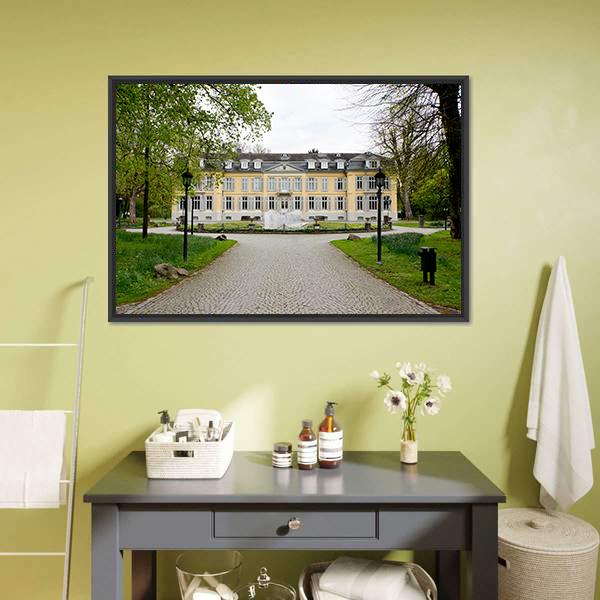 Morsbroich Museum Facade with Fountain Canvas Wall Art