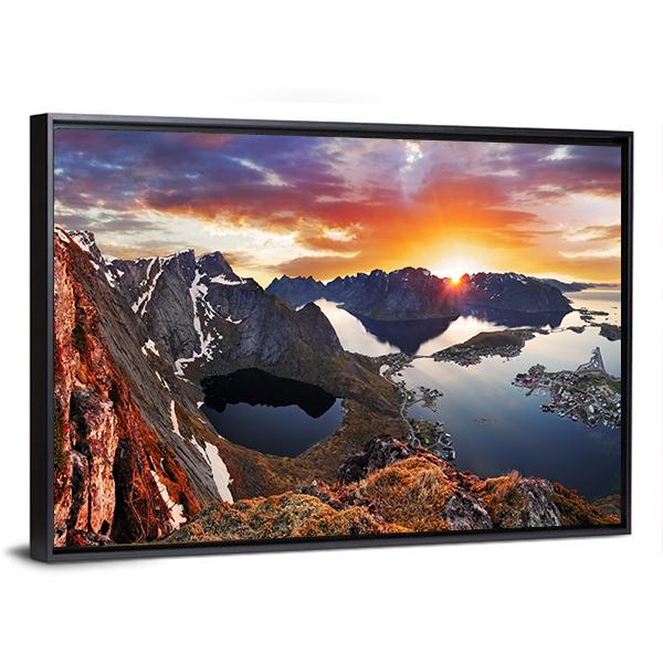 Norwegian Mountain Coast at Sunset Canvas Wall Art