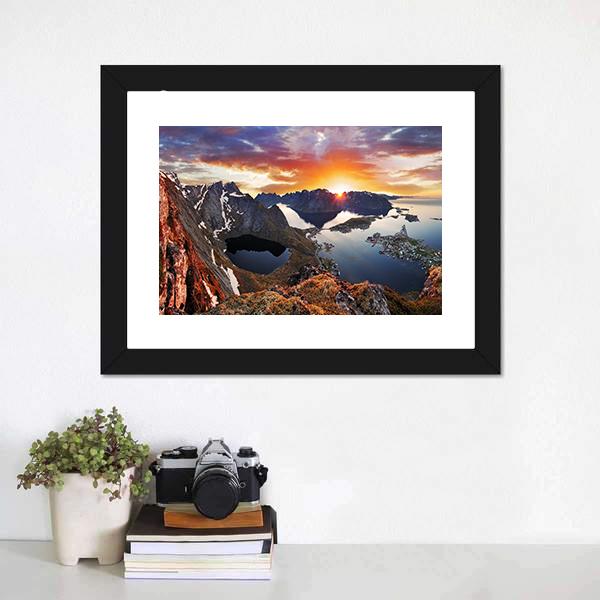 Norwegian Mountain Coast at Sunset Canvas Wall Art