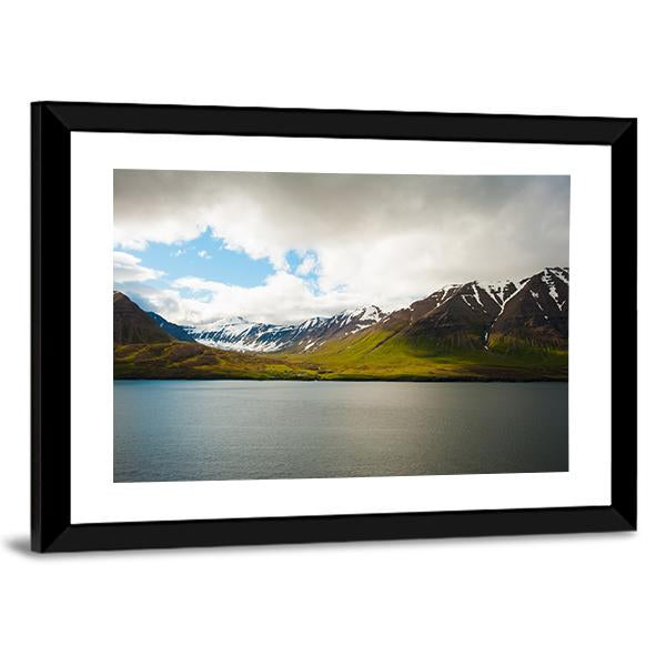 Olafsfjordur Snow-capped Mountains Canvas Wall Art