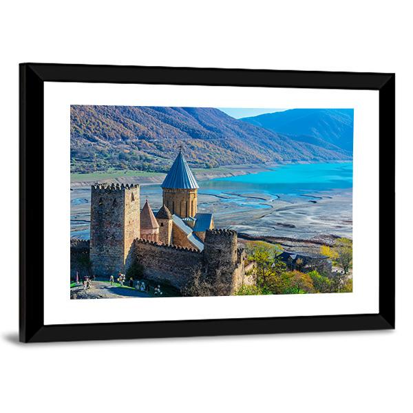 Ananuri Fortress Over Turquoise Lake Canvas Wall Art