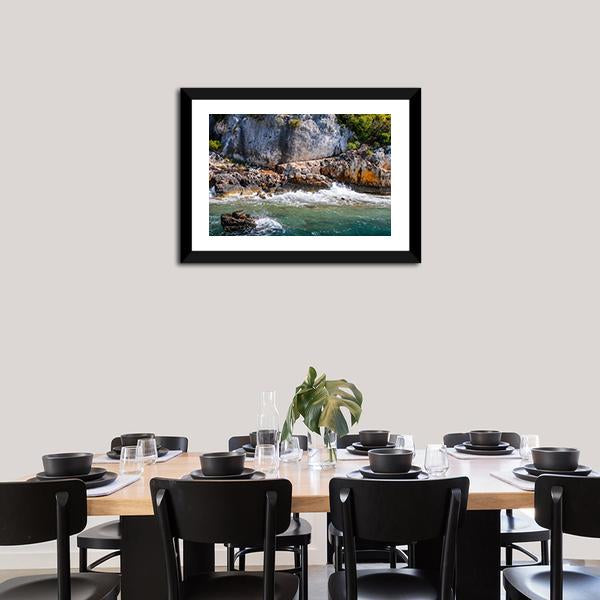 Turquoise Coastal Cliffs Canvas Wall Art