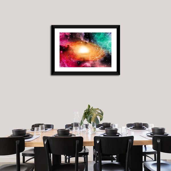 Spiral Galaxy with Glowing Core Canvas Wall Art