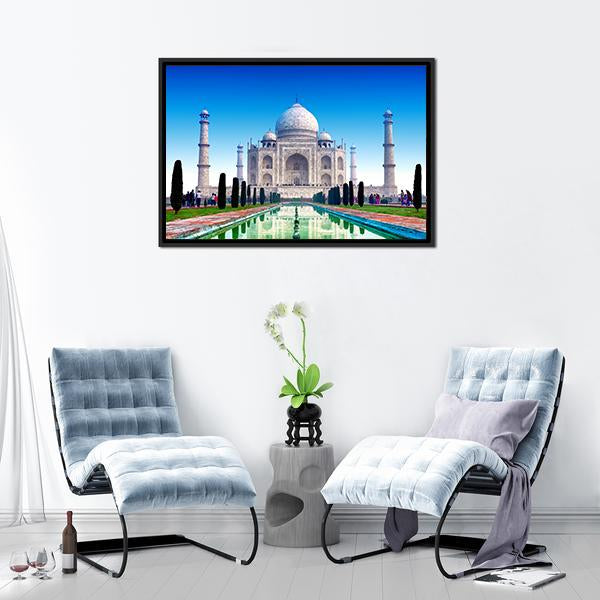 Taj Mahal Reflecting Pool and Gardens Canvas Wall Art