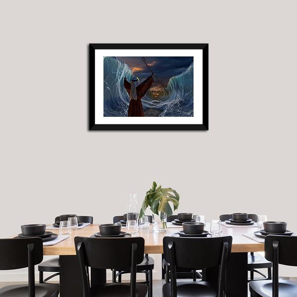 Moses Parting the Sea at Dusk Canvas Wall Art