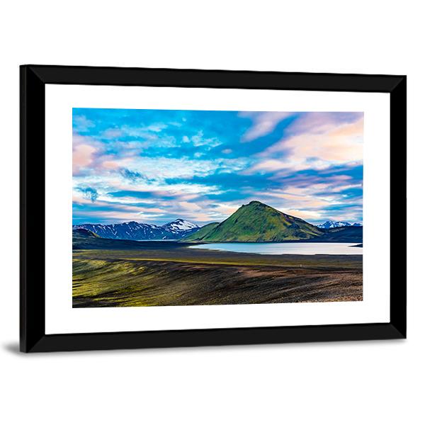 Blahylur Lake with Snow-capped Peaks Canvas Wall Art