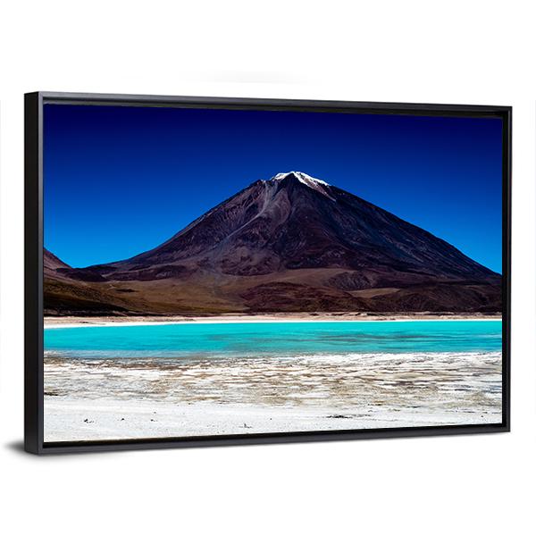 Bolivia Lagoon with Snow-capped Volcano Canvas Wall Art