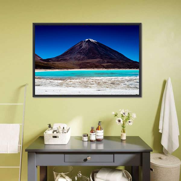 Bolivia Lagoon with Snow-capped Volcano Canvas Wall Art
