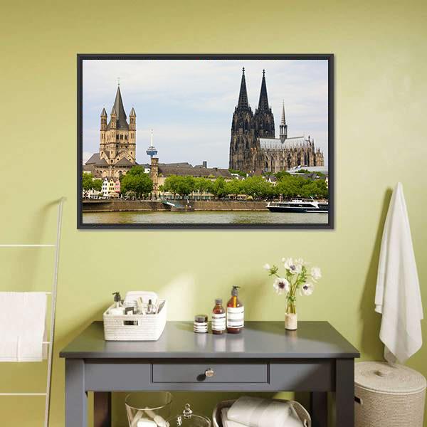 Cologne Cathedral and the Rhine River Canvas Wall Art
