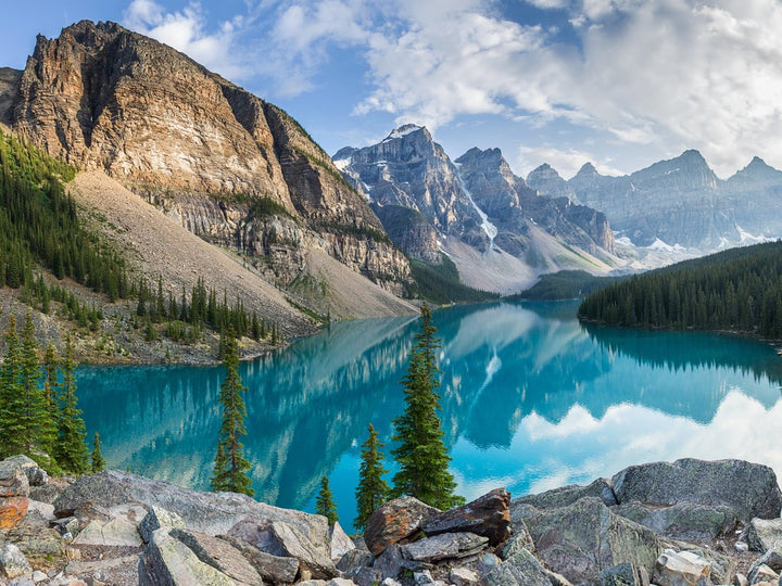 Rocky Mountains and Moraine Lake Canvas Wall Art