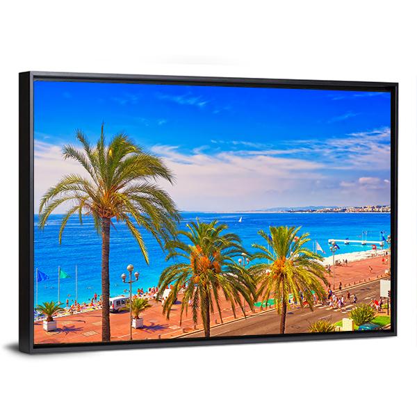 French Seaside Promenade Canvas Wall Art