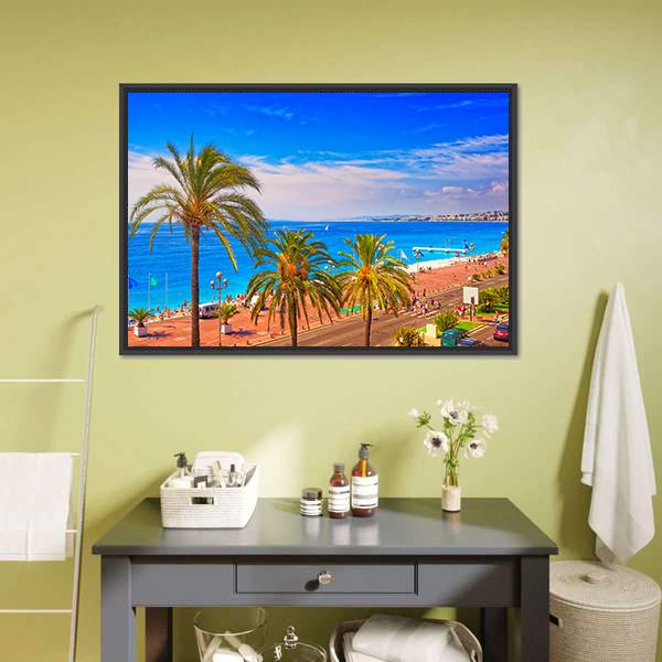 French Seaside Promenade Canvas Wall Art