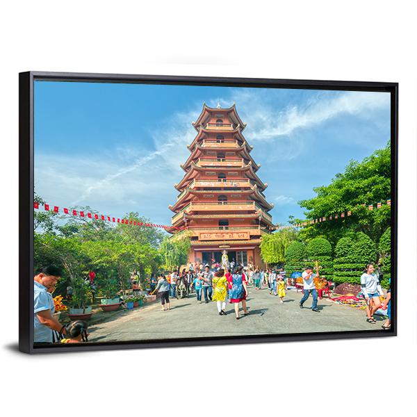 Ho Chi Minh City Pagoda Courtyard Canvas Wall Art