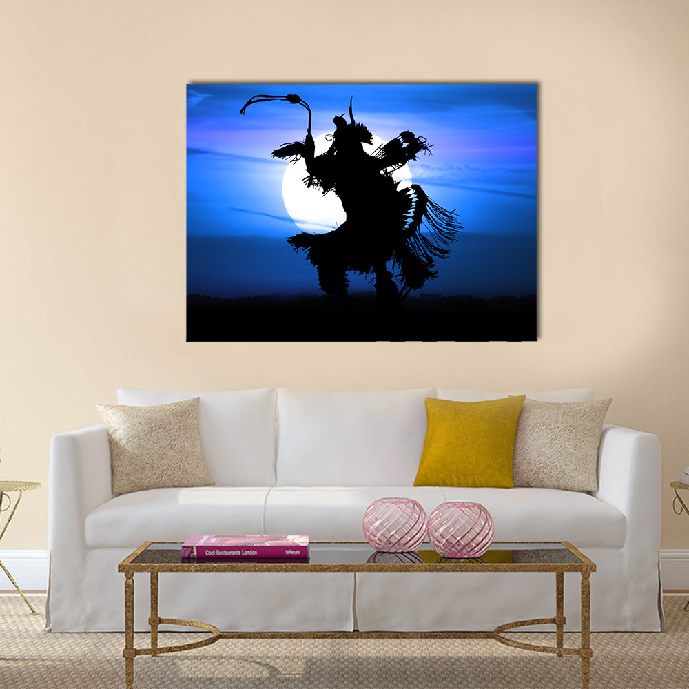 Native American Dancer Silhouette Canvas Wall Art