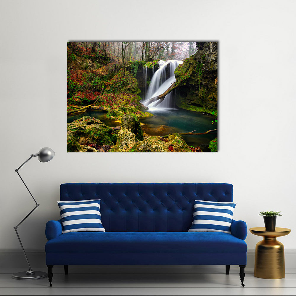 Waterfall In The Forest Canvas Wall Art