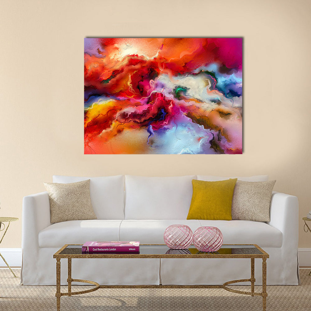 Colorful Hand Drawn Brush Stroke Abstract Canvas Wall Art
