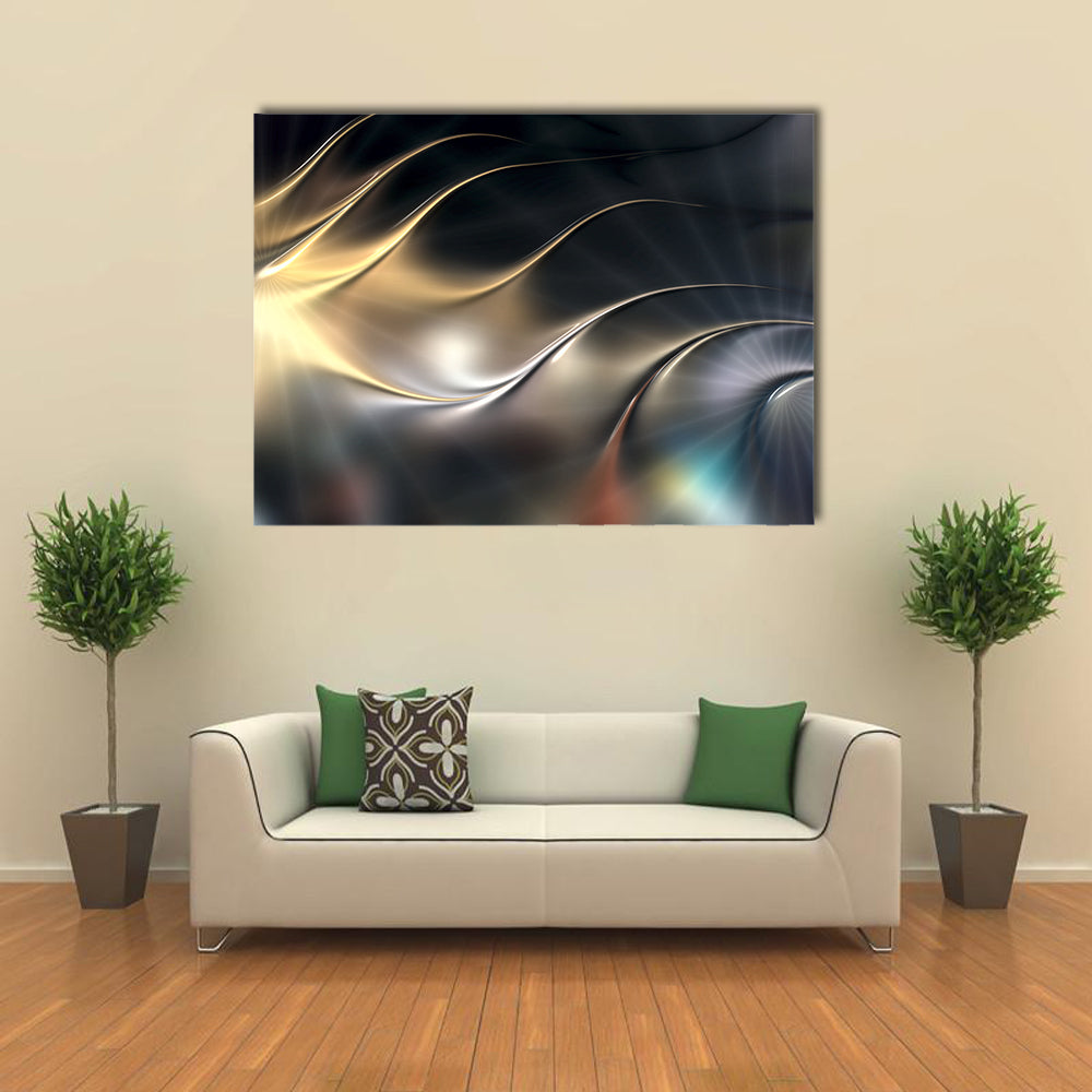 Abstract Metallic 3D Wave Canvas Wall Art